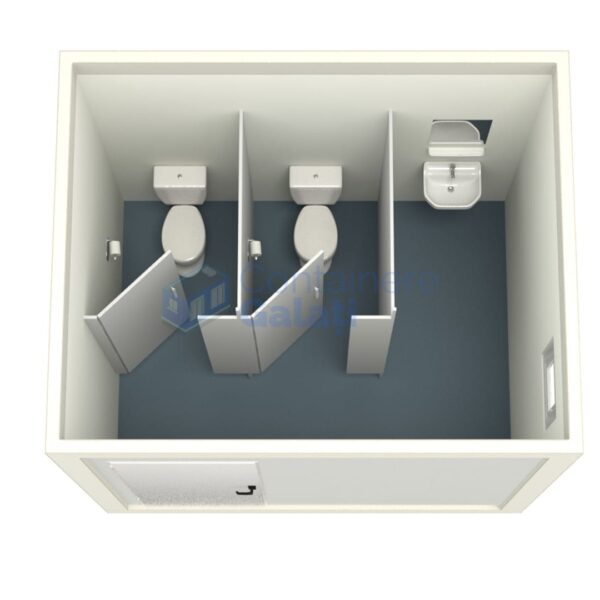container sanitar galati 3metri 2wc alb