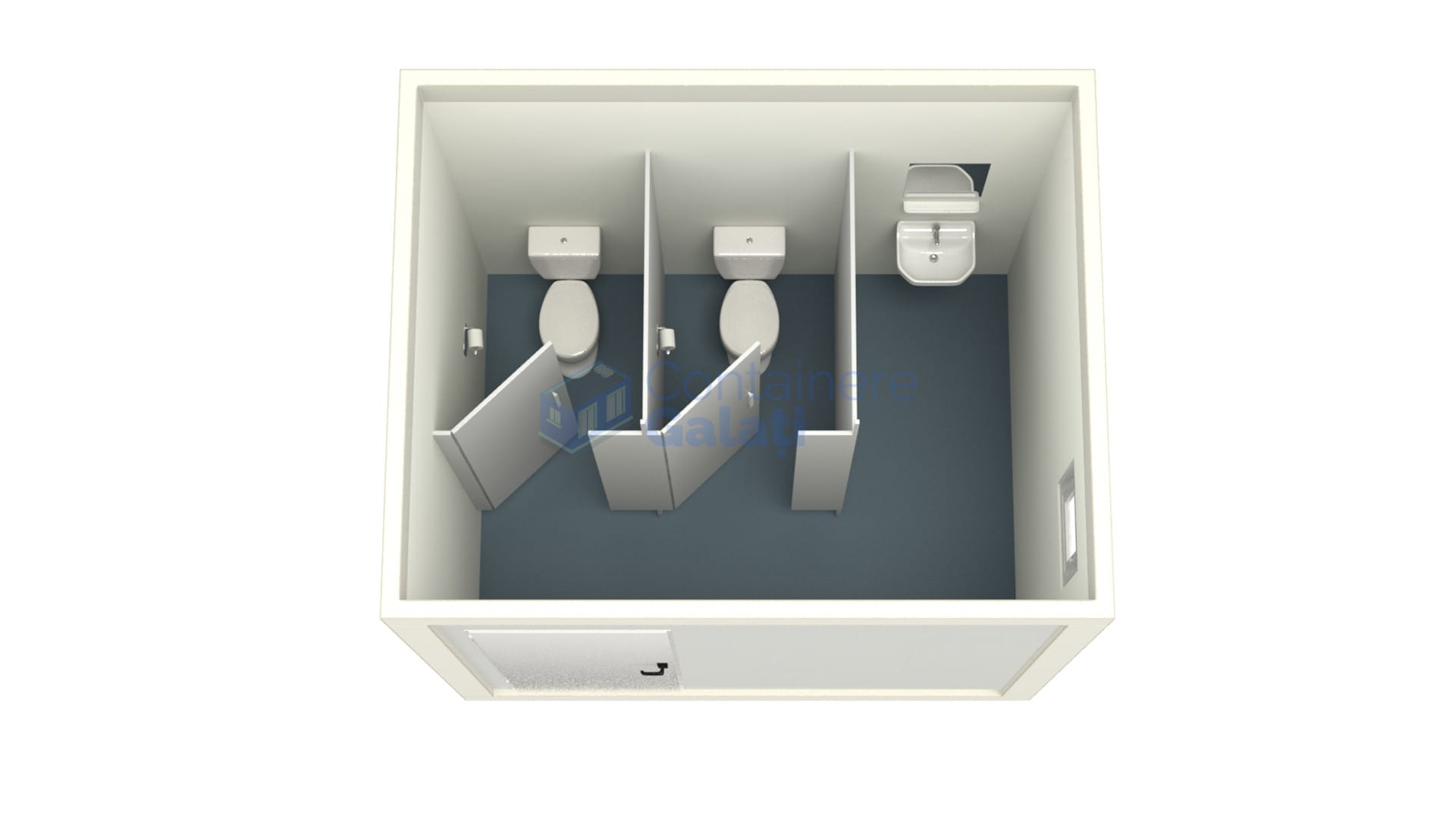 container sanitar galati 3metri 2wc alb