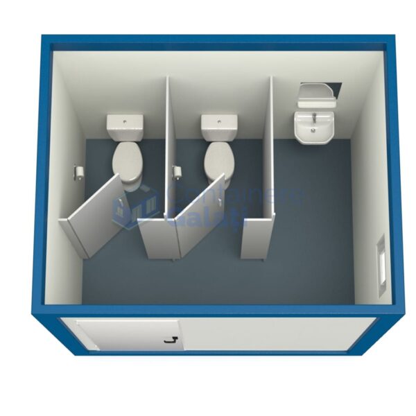 container sanitar galati 3metri 2wc albastru
