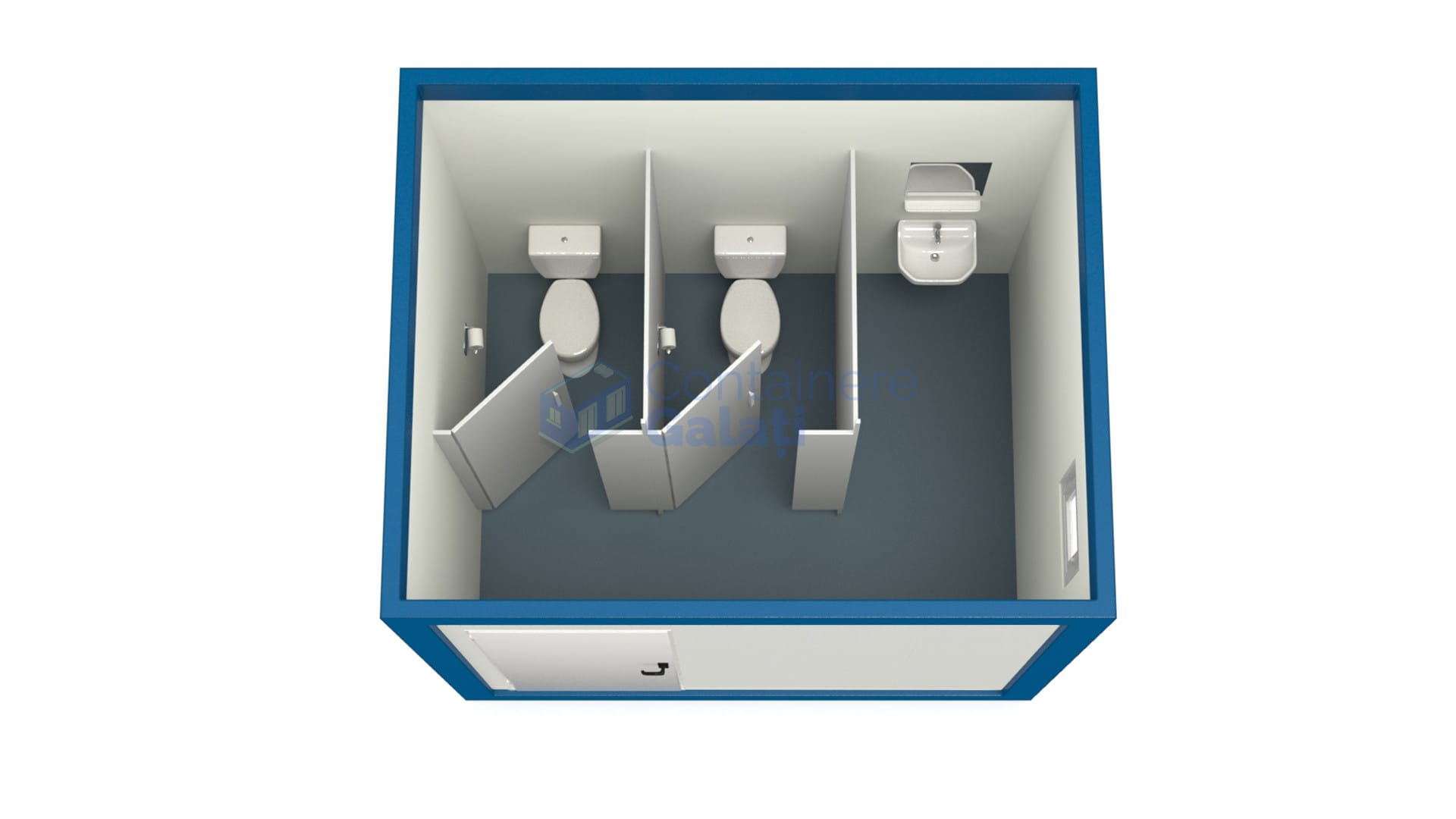 container sanitar galati 3metri 2wc albastru