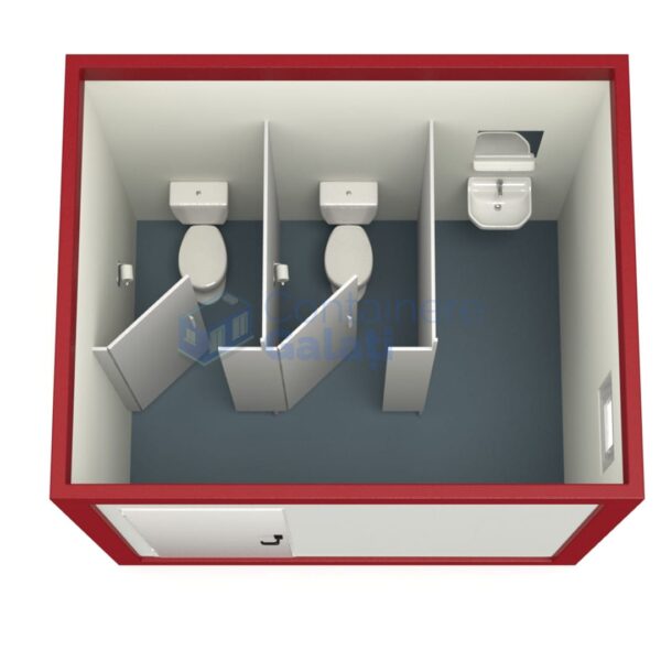 container sanitar galati 3metri 2wc rosu