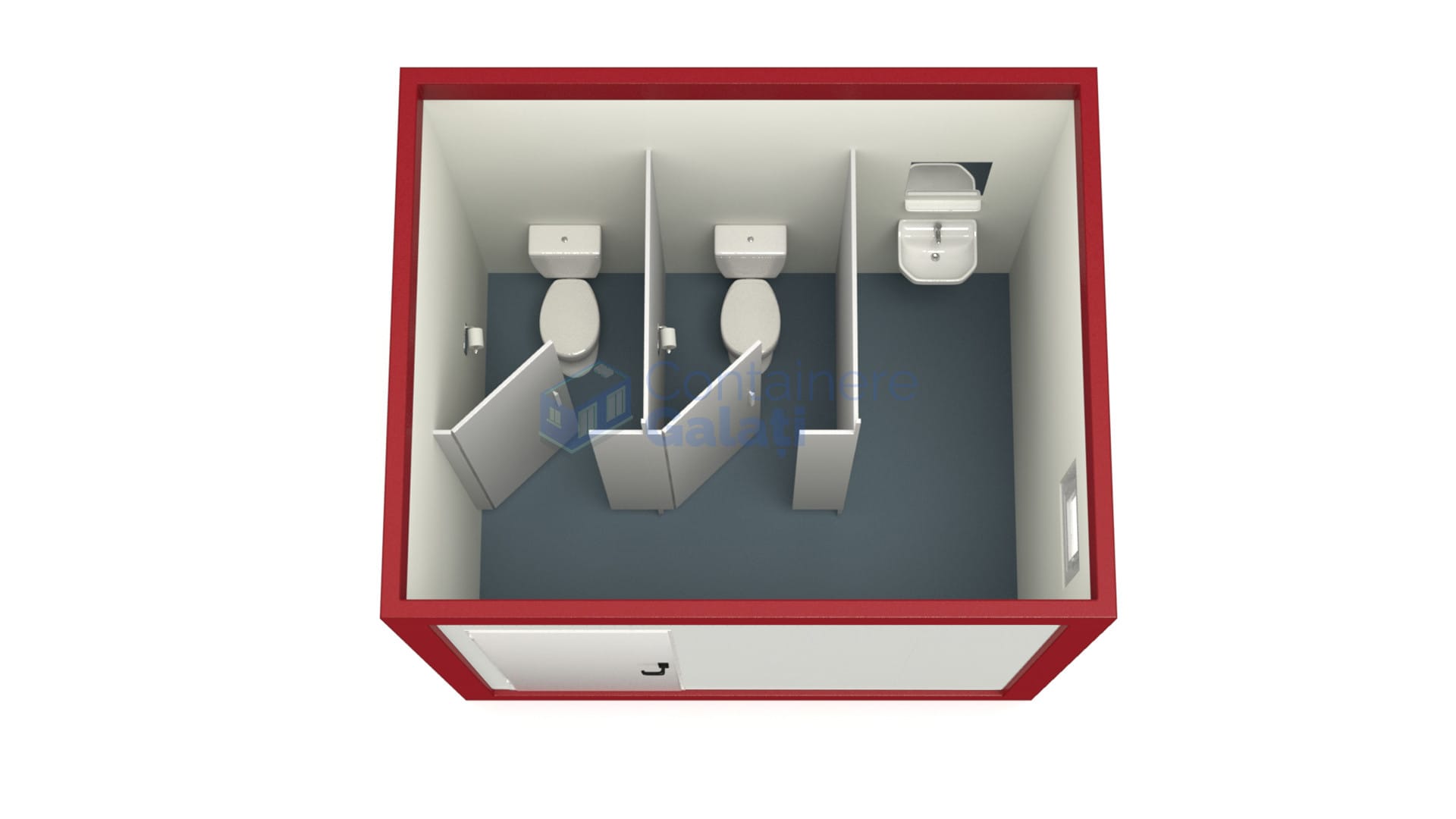 container sanitar galati 3metri 2wc rosu