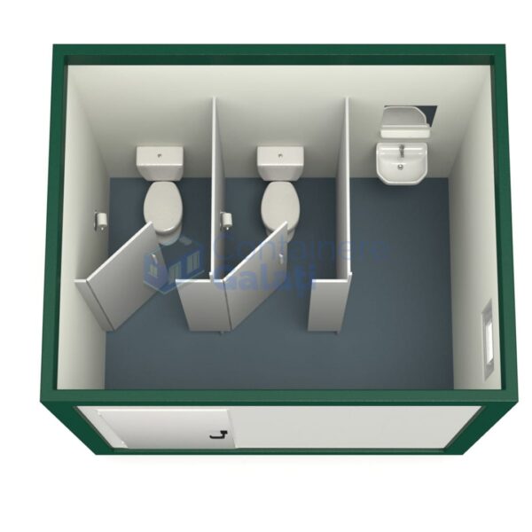 container sanitar galati 3metri 2wc verde