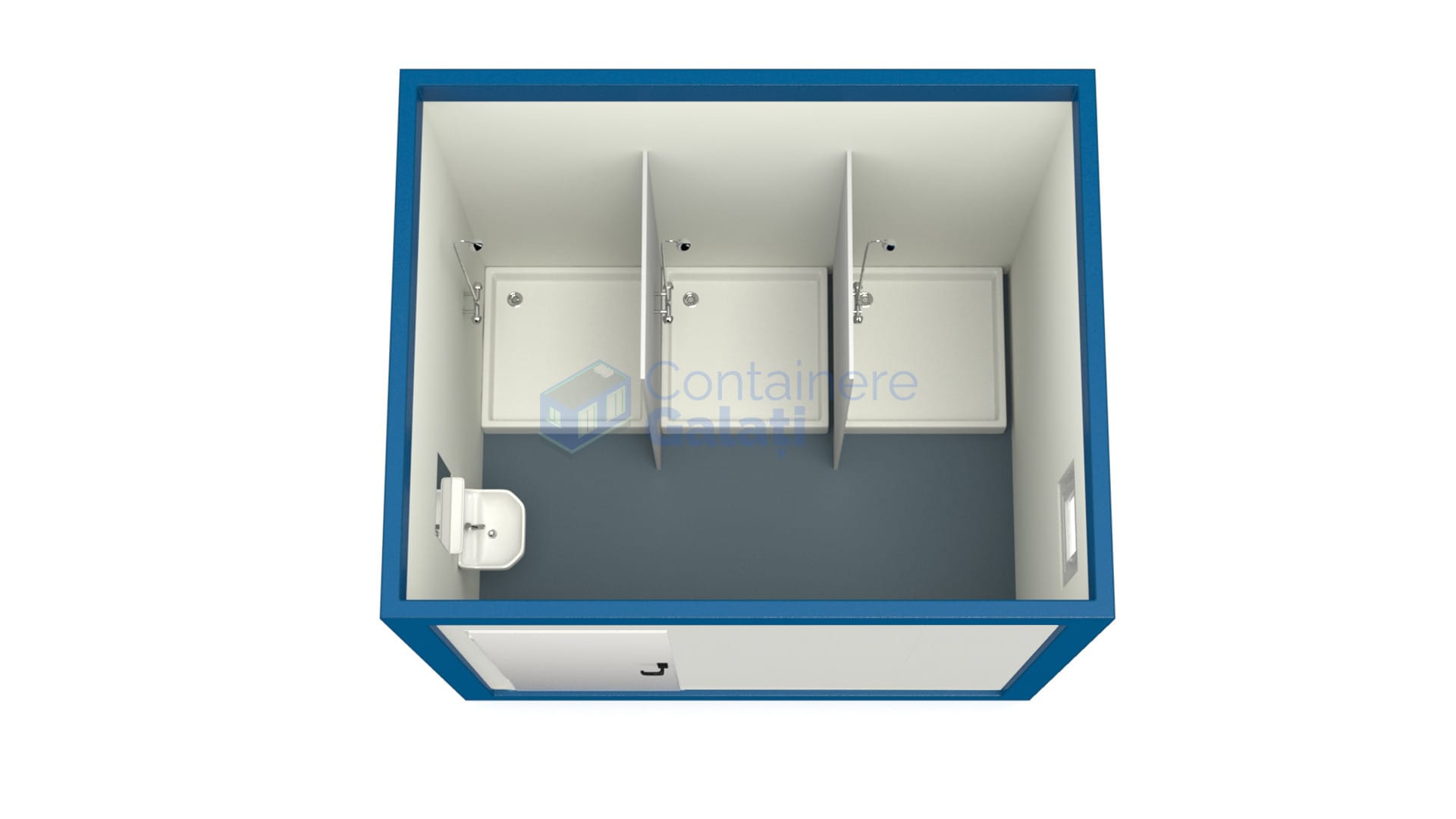container sanitar galati 3metri 3dusuri albastru