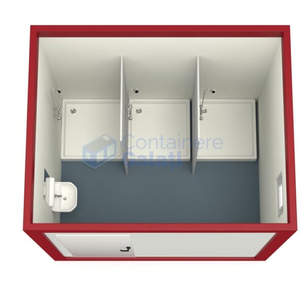 container sanitar galati 3metri 3dusuri rosu