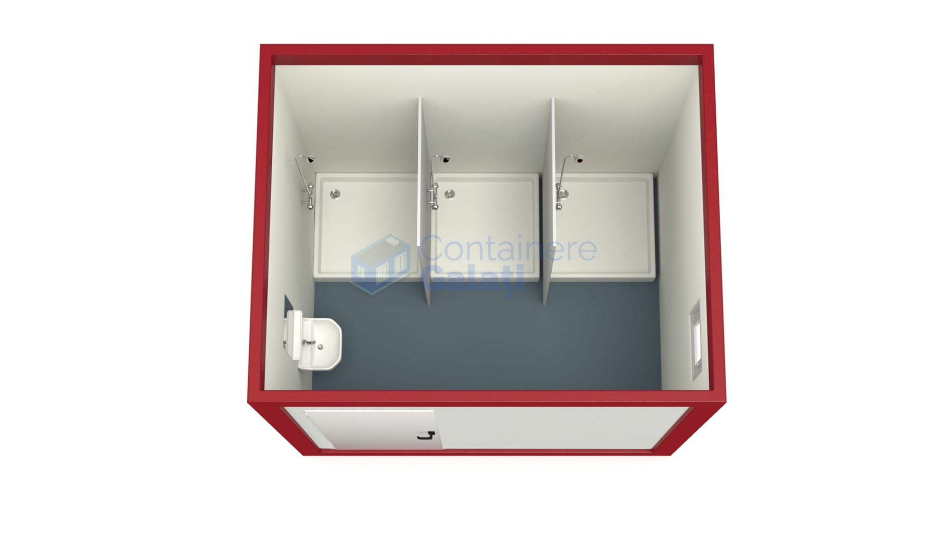 container sanitar galati 3metri 3dusuri rosu