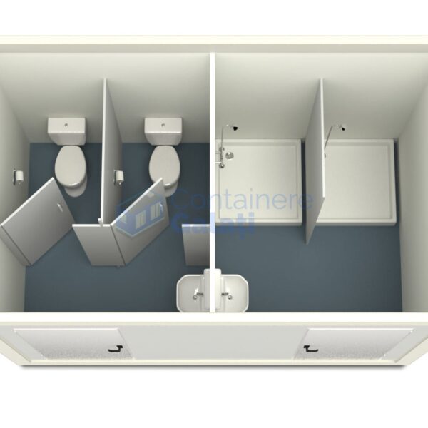 container sanitar galati 4metri 2dusuri 2wc alb
