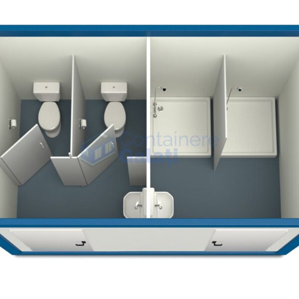 container sanitar galati 4metri 2dusuri 2wc albastru
