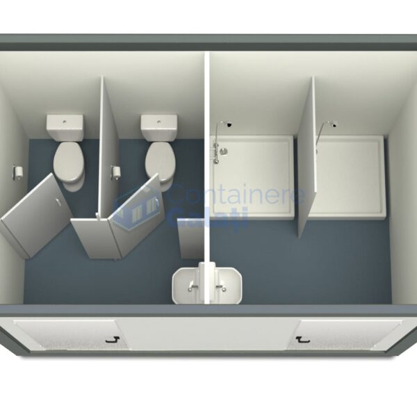 container sanitar galati 4metri 2dusuri 2wc gri