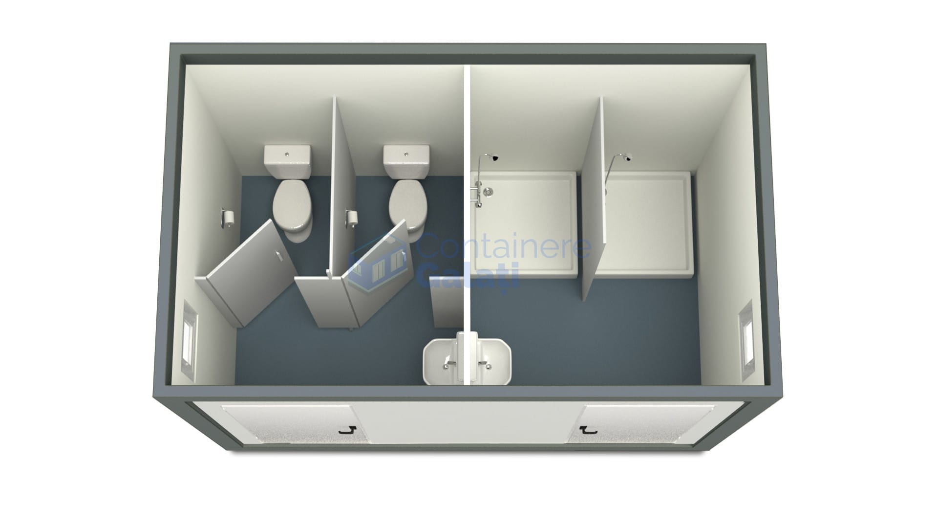 container sanitar galati 4metri 2dusuri 2wc gri