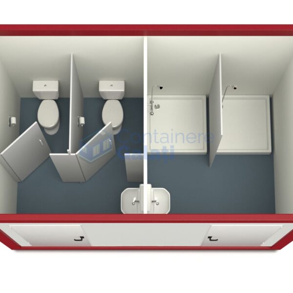 container sanitar galati 4metri 2dusuri 2wc rosu