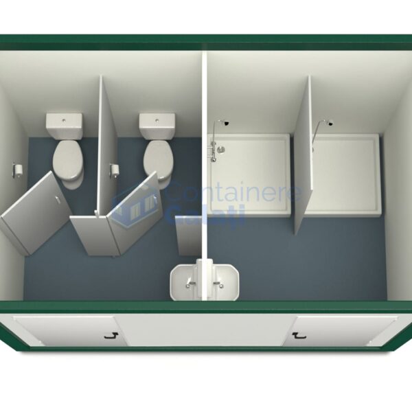 container sanitar galati 4metri 2dusuri 2wc verde