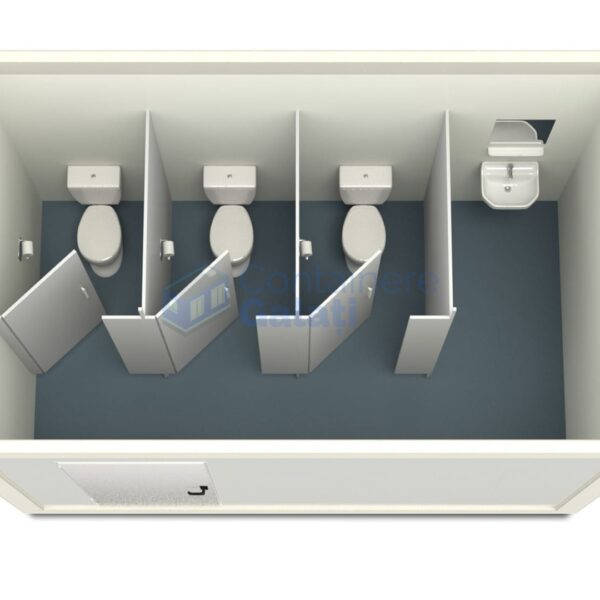 container sanitar galati 4metri 3wc alb