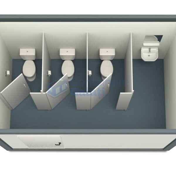 container sanitar galati 4metri 3wc gri