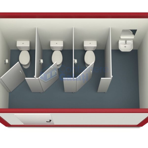 container sanitar galati 4metri 3wc rosu