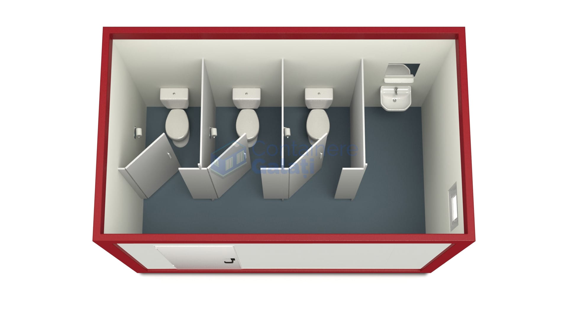 container sanitar galati 4metri 3wc rosu