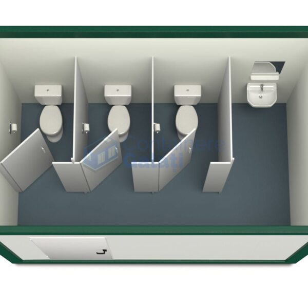 container sanitar galati 4metri 3wc verde