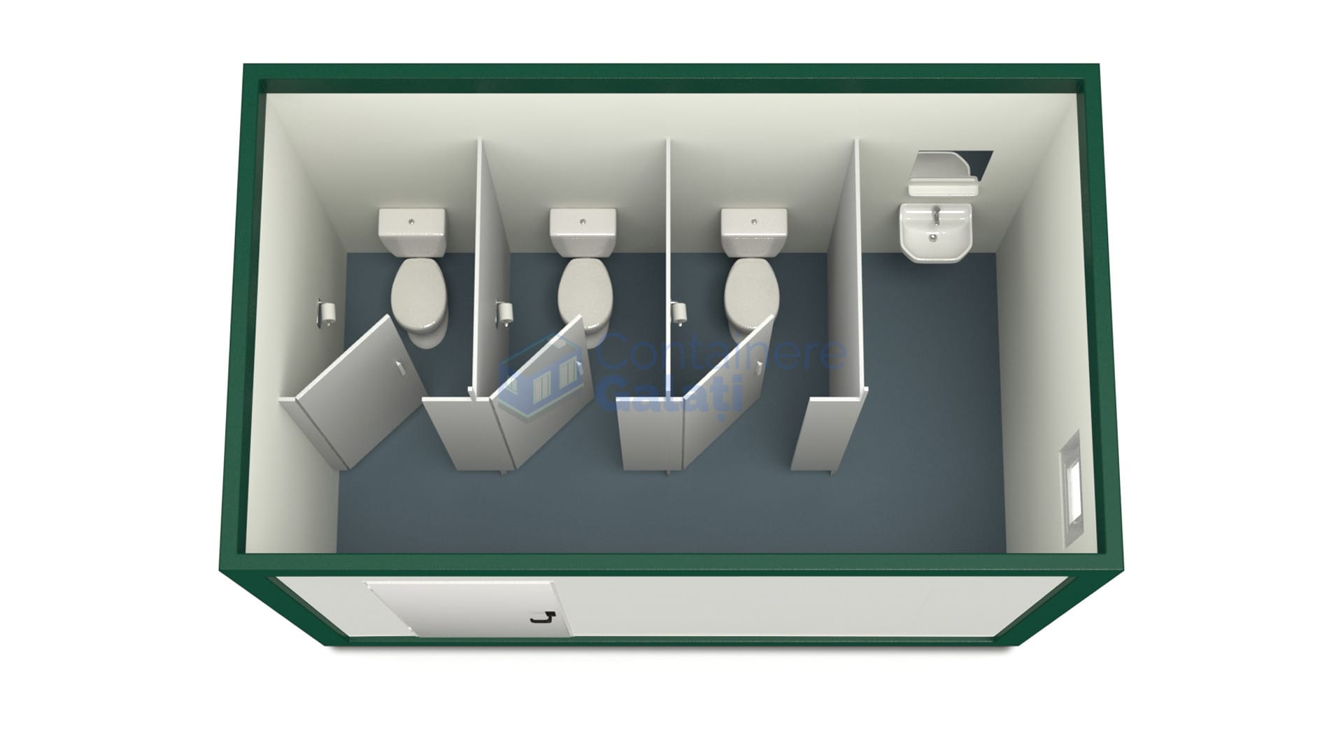 container sanitar galati 4metri 3wc verde