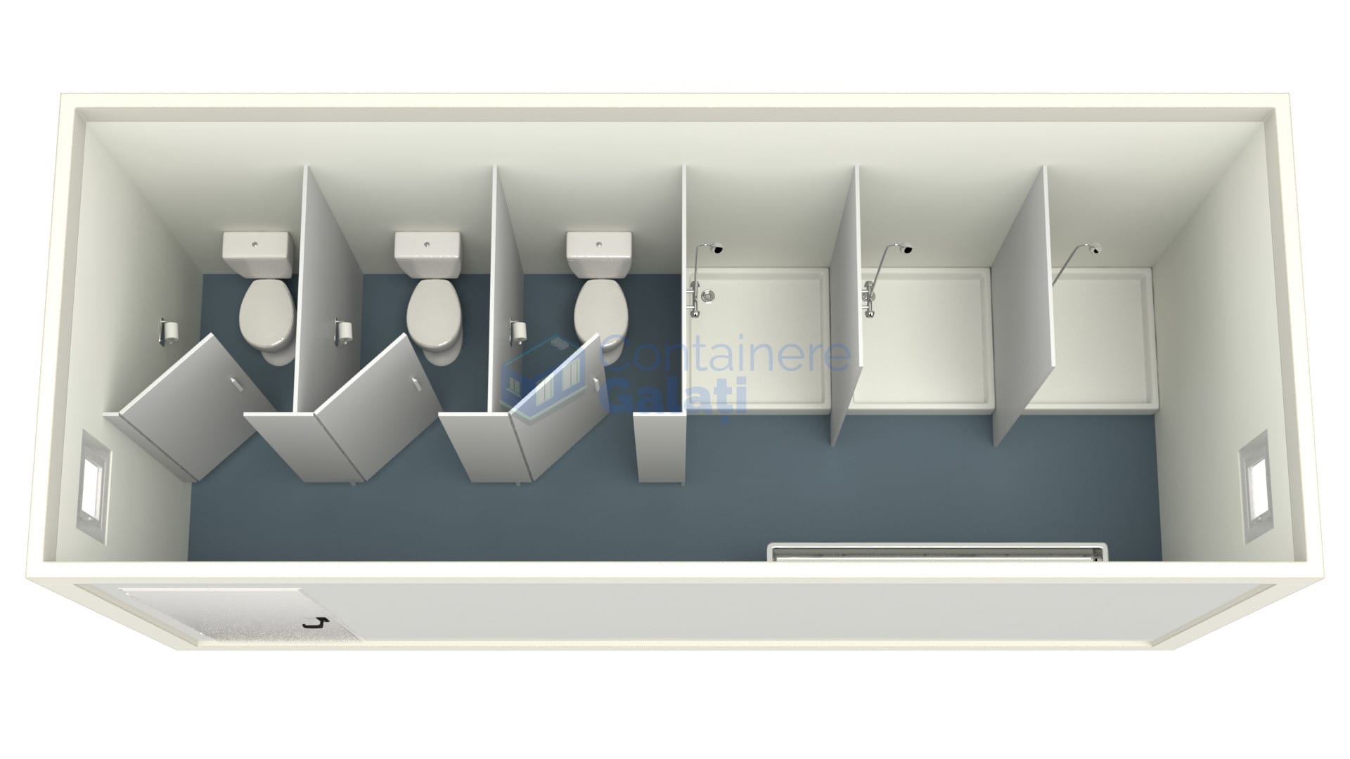 container sanitar galati 6metri 3dusuri 3wc alb