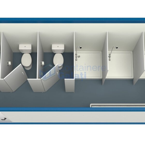 container sanitar galati 6metri 3dusuri 3wc albastru