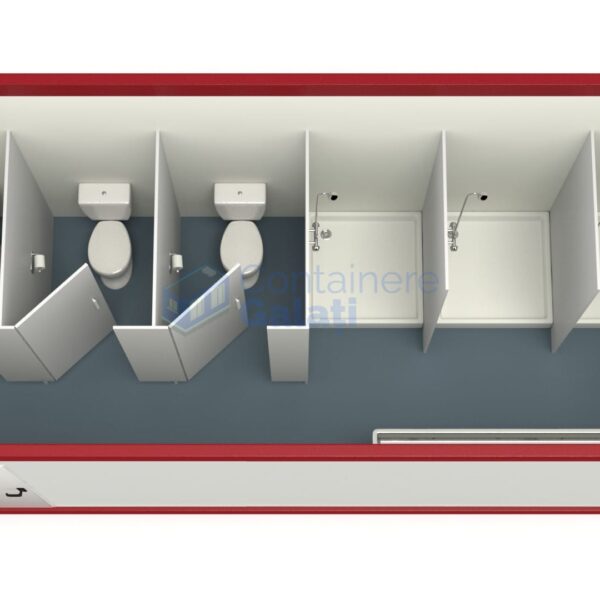 container sanitar galati 6metri 3dusuri 3wc rosu