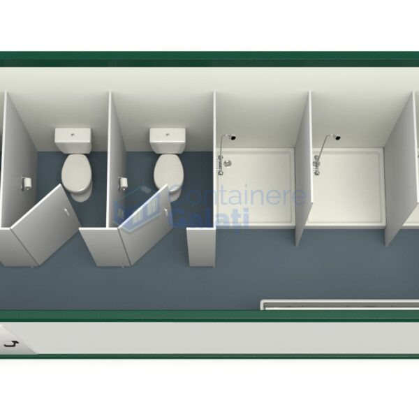 container sanitar galati 6metri 3dusuri 3wc verde