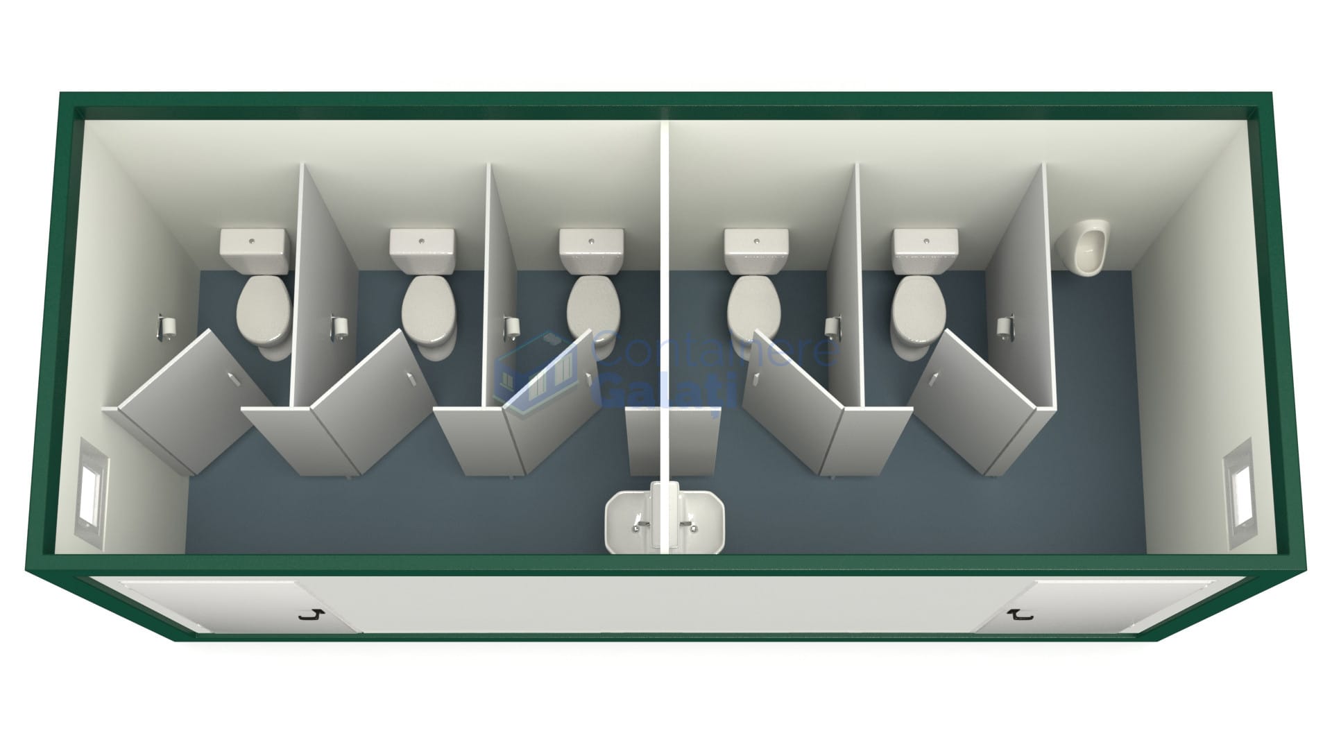 container sanitar galati 6metri 5wc verde